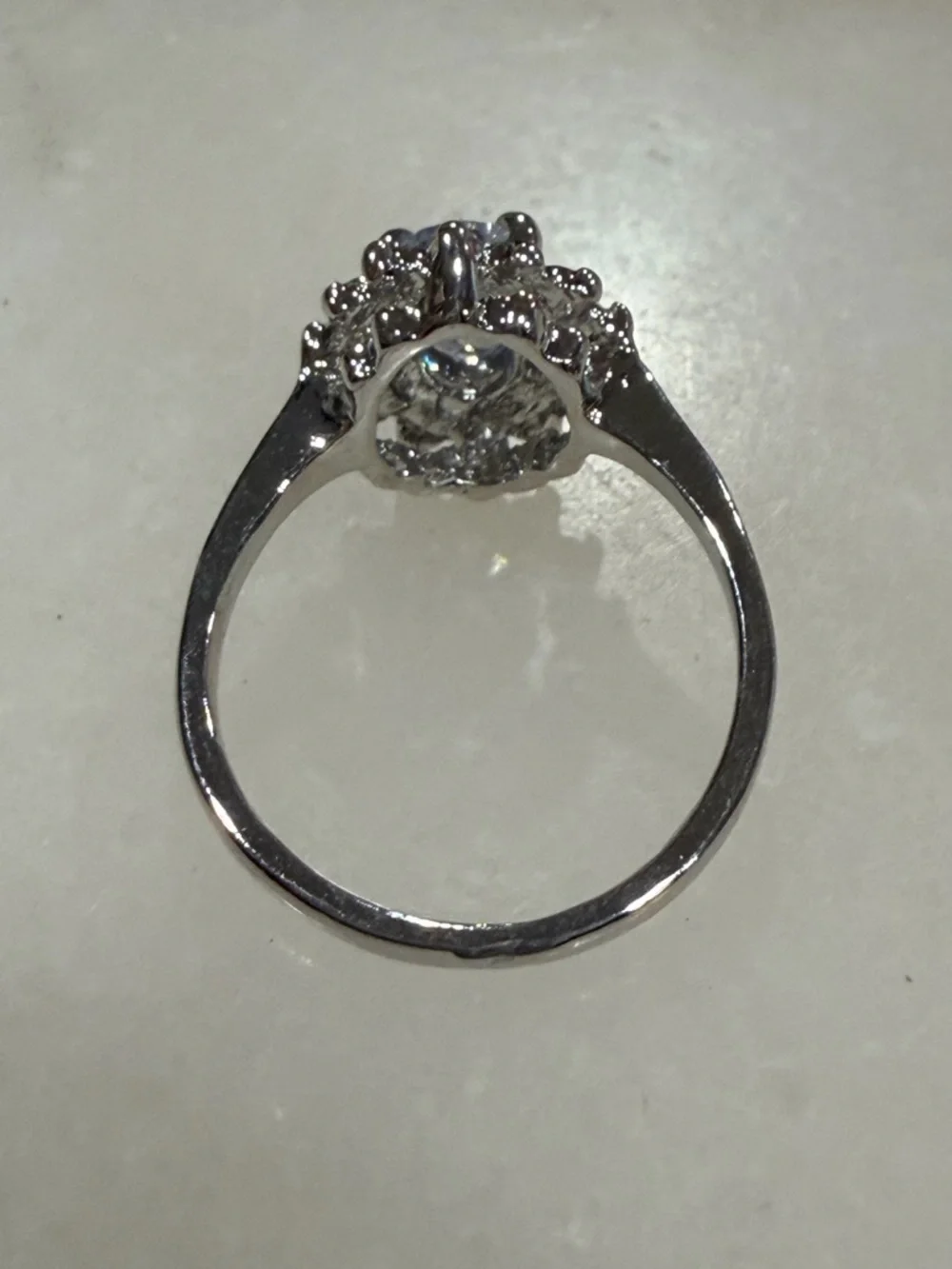 Elegant Silver and Blue Gemstone Ring Size 8
